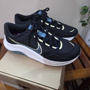Nike Women's Legend Essential 3 Black and Light Blue Running Shoes 7.5 ,8,8.5 ,9